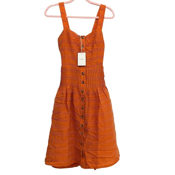 NWT Revolve Tularosa Tara Orange Stripe Open Back A-Line Sleeveless Midi Dress - Picture 2 of 13